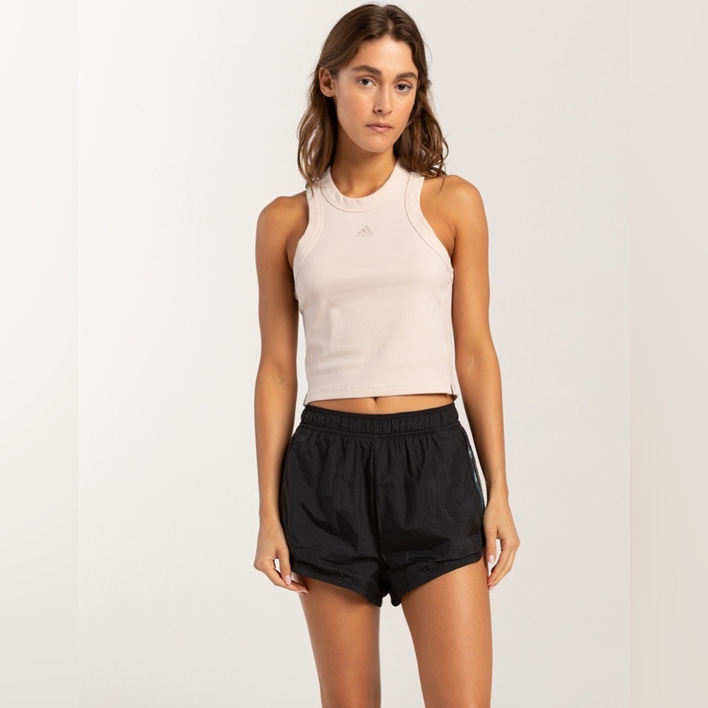 NWT - adidas Lounge Ribbed Crop Tank Top in Putty Mauve - Size S